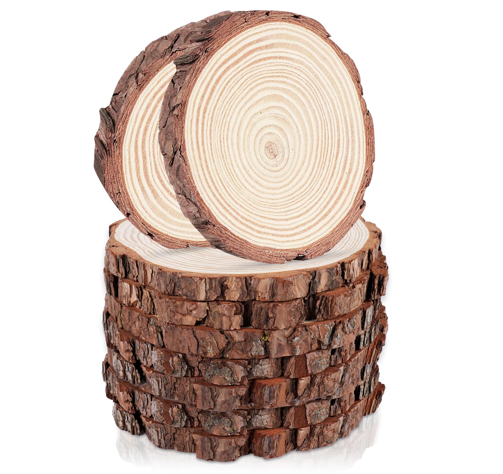 Homewit Natürliche Holzscheiben 20-23 cm Durchmesser, 16 Stück Baumscheiben aus Massivholz, Holzscheibe 2 cm Stärke, Unbehandelte Runde Holz Scheiben für Kreativprojekte, Basteln & Persönliche Deko