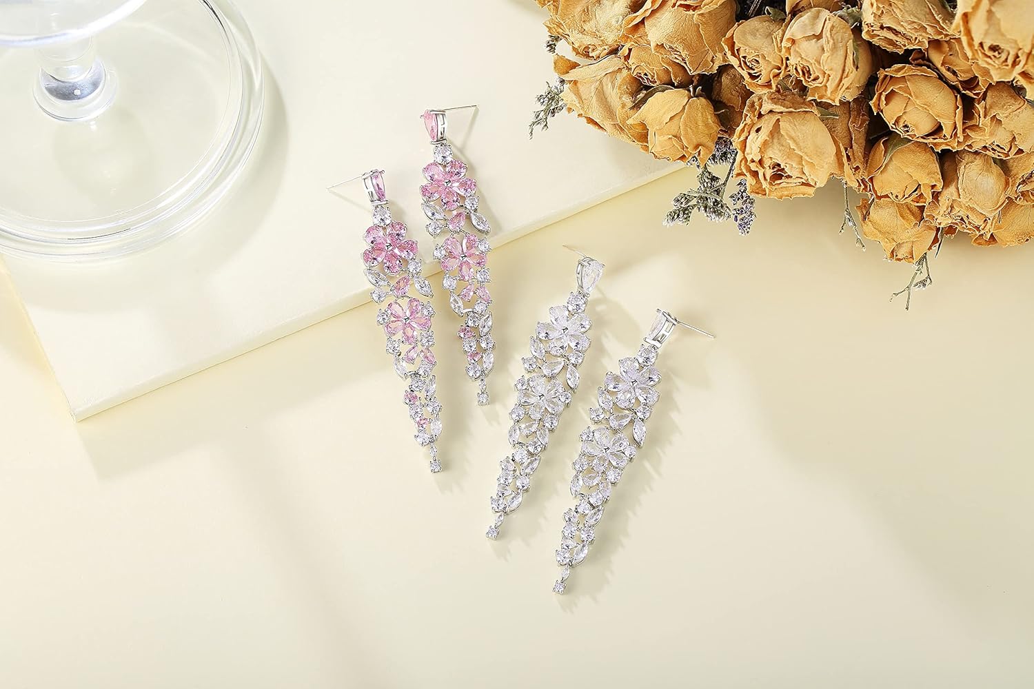 Wedding Dangle Earrings, Beusoulover Bridal Drop Earrings for Women with Cubic Zirconia Platinum Plated Silver Super Stunning Jewelry for Brides and Bridesmaids, Gifts for Her Christmas, Holiday - Image 4