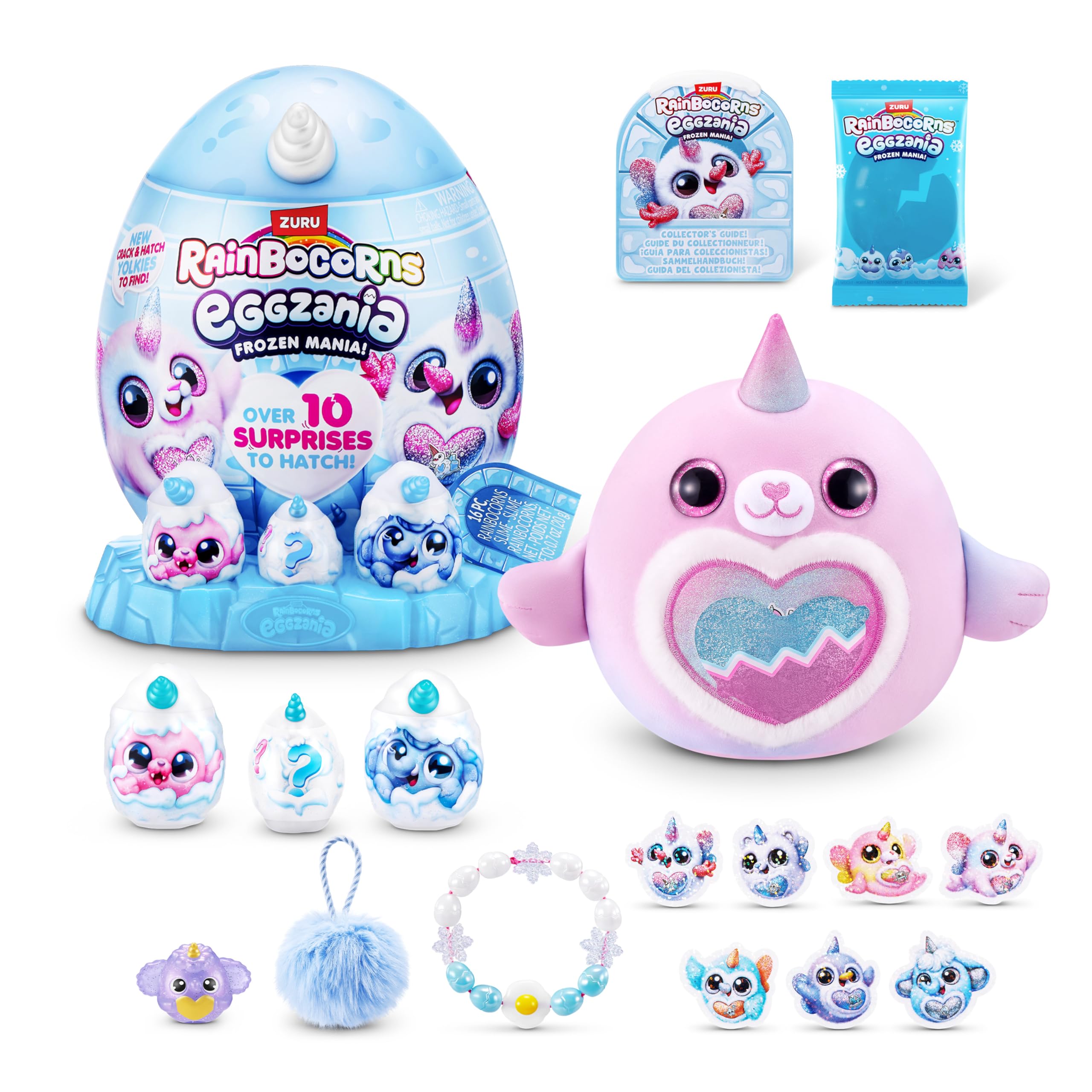 Rainbocorns Eggzania Frozen Mania by ZURU, Collectible Plush Toy for Girls 3+, Glacia, 17.5 cm x 24.1 cm x 19 cm