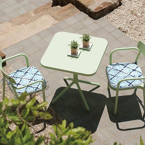 Miniatura 9 de LVTXIII Juego de 4 cojines para sillas de exterior, cojines de asiento de patio de 16 x 17 pulgadas de ancho con lazos, almohadillas repelentes al