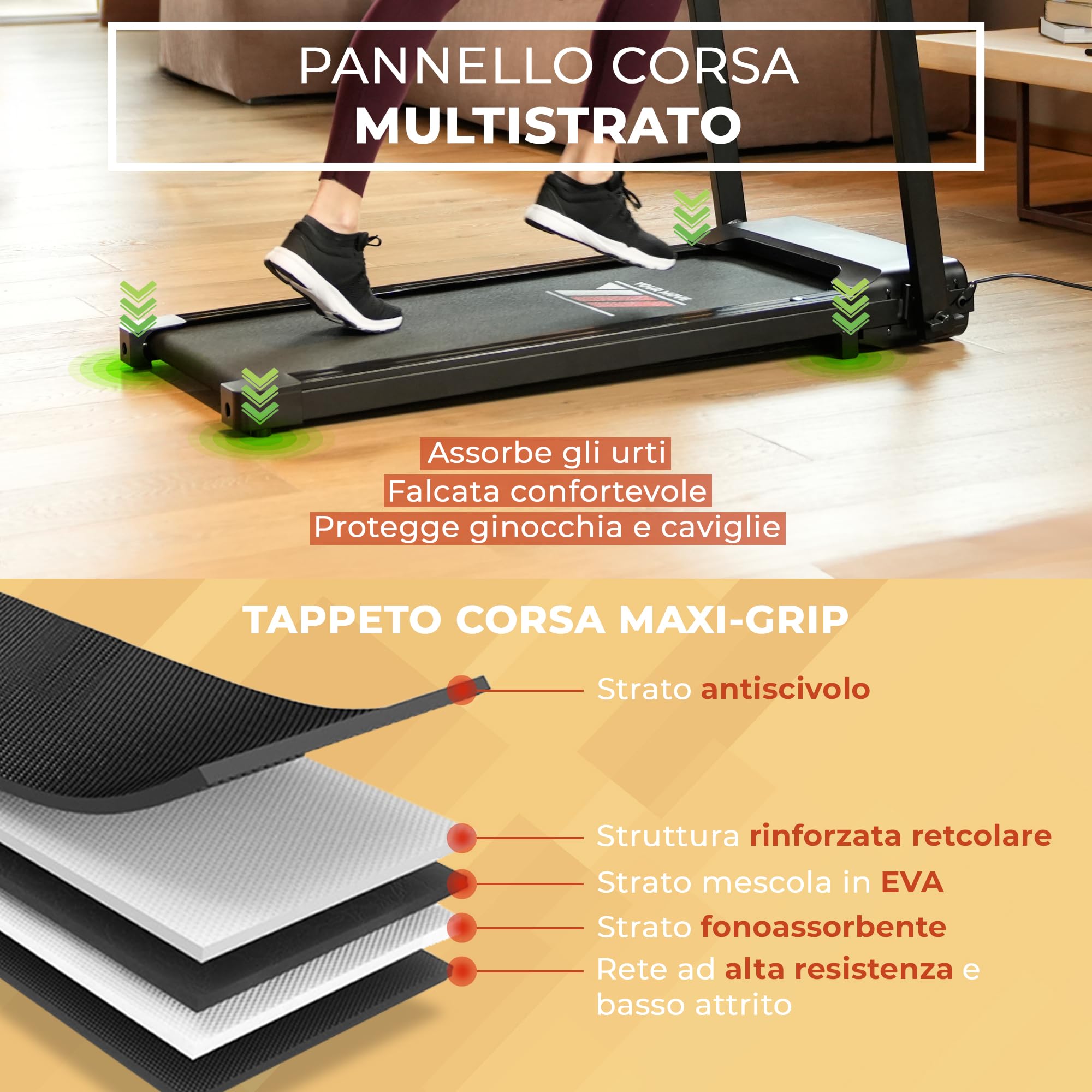 YM Tapis Roulant Salvaspazio 14 km/h, Marchio Italiano, Bluetooth + APP Interattive, Tapis Roulant Elettrico Pieghevole, Porta Tablet, Display LED, Garanzia e Assistenza ITALIA, NEXT 2000, Your Move