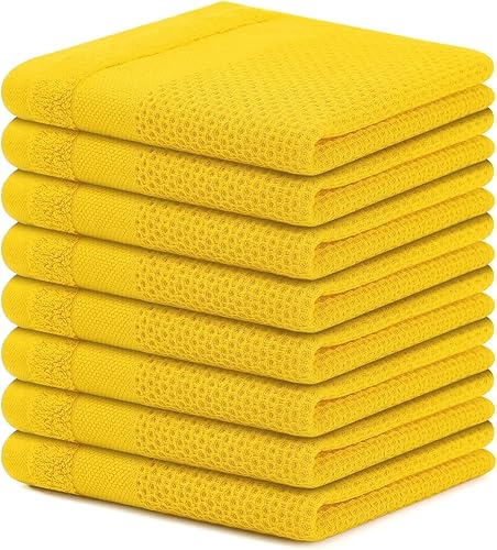 Homaxy Paños de cocina 100% algodón, paquete de 8 – 12 x 12 pulgadas, tejido de gofre, muy suaves y absorbentes, paños de cocina de secado rápido,