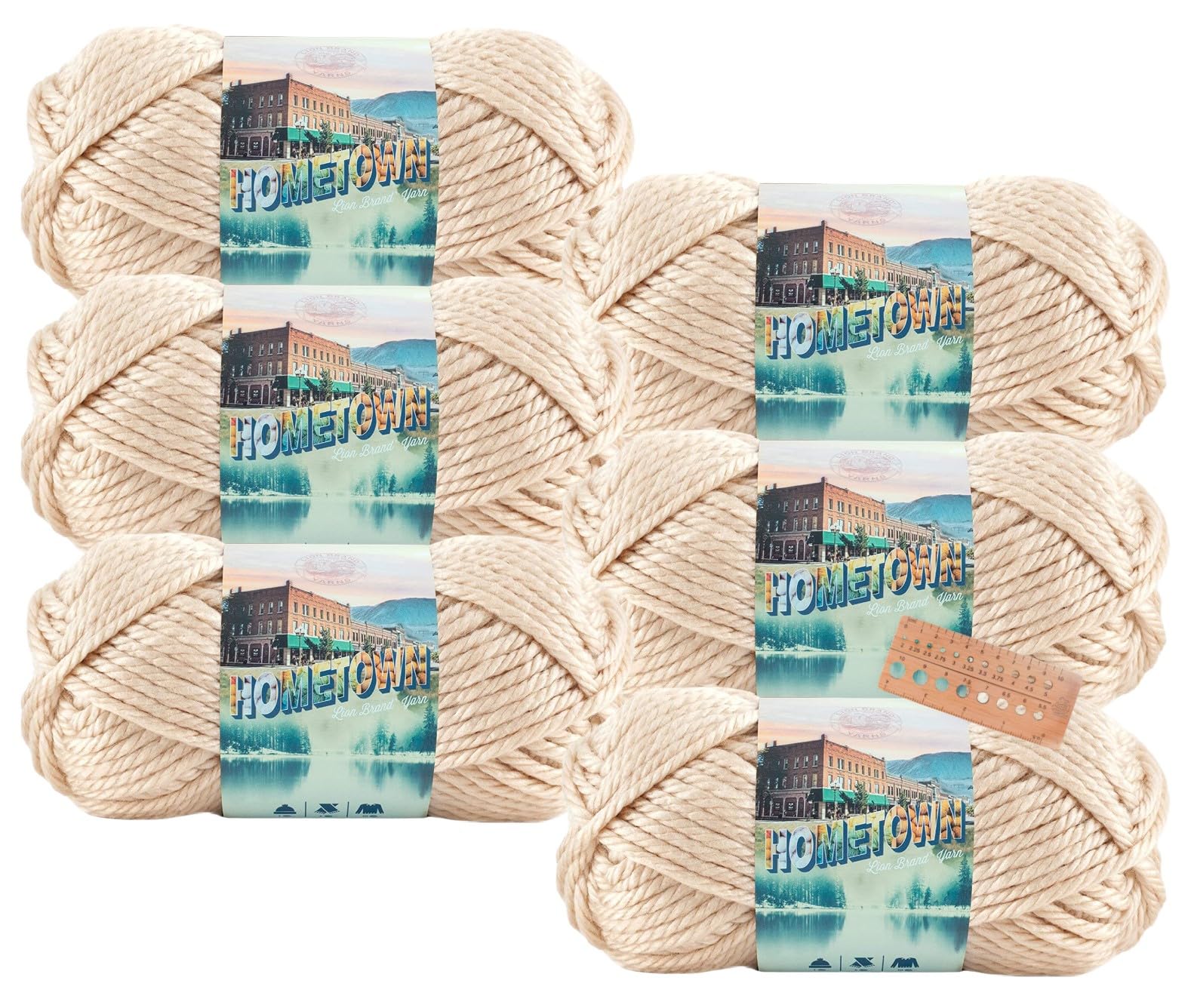 Lion Brand Yarn - Hometown - 6 Pack Solids (Los Angeles Tan)