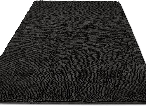 Miniatura 374 de Yeaban Alfombras de baño gris oscuro – Gruesas alfombras de baño de chenilla | Alfombras de baño absorbentes y lavables antideslizantes, alfombras