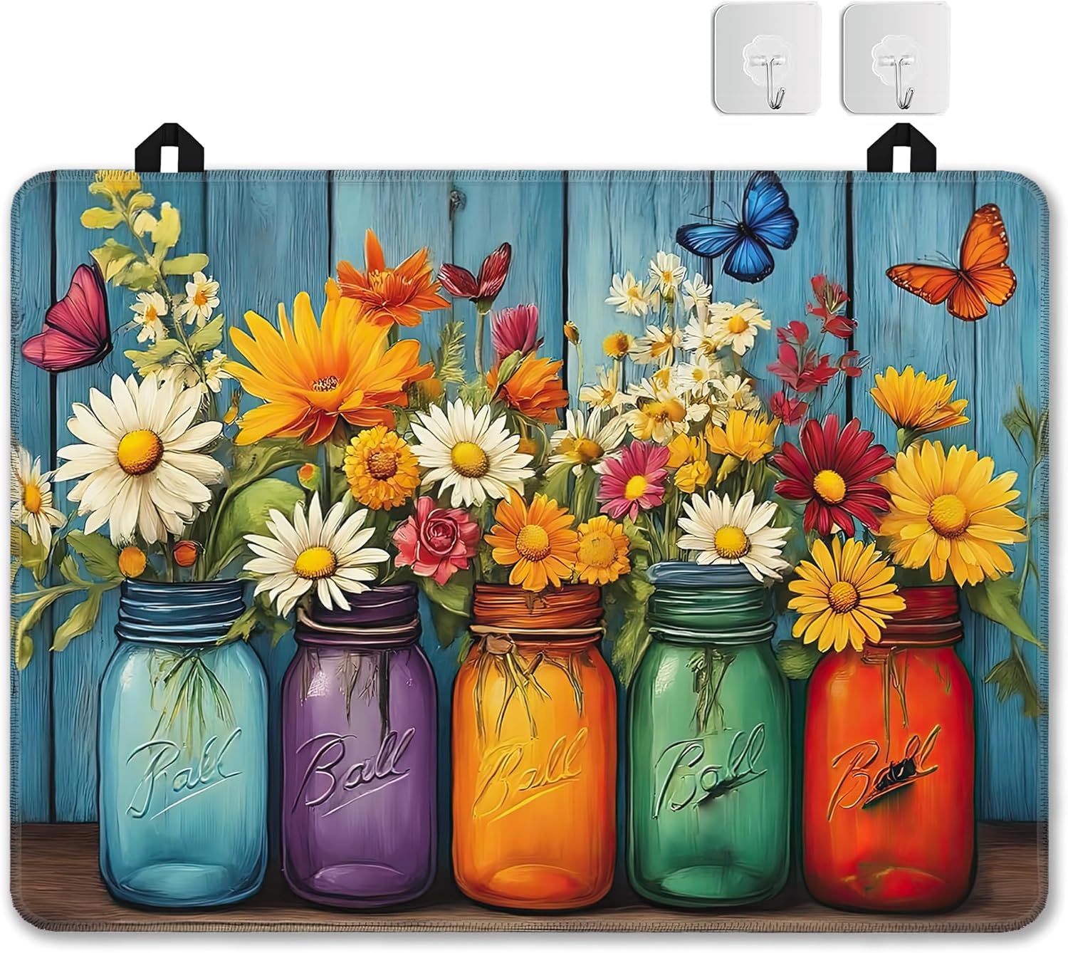 Rustic Daisy Glass Top Stove Cover Protector,Vintage Flower Vase Heat Resistant Stove Top Cover, Large Size Range Covers for Electric Stove Countertop Mat, 28 x 20 Inch