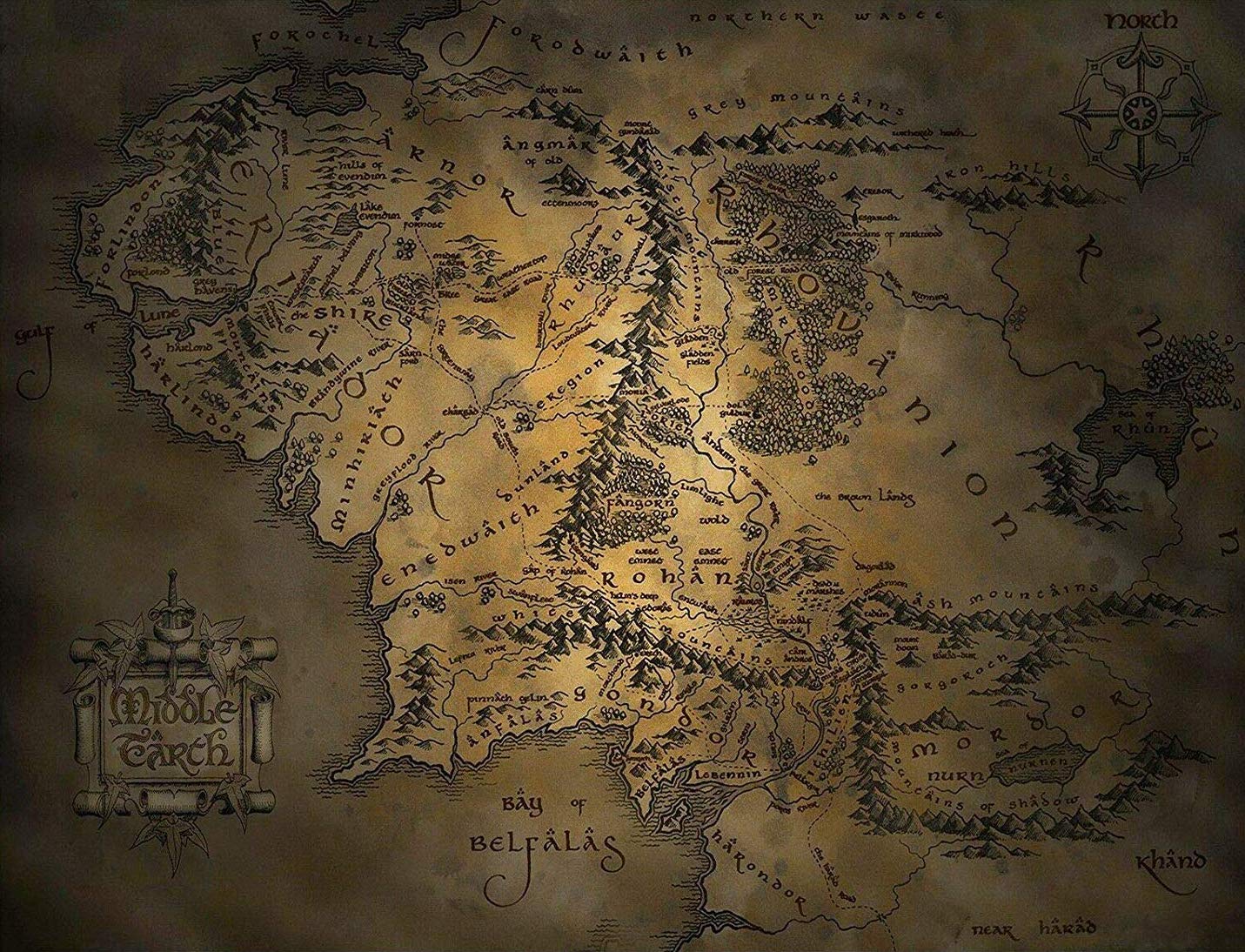 Bioprocess Metal Tin Sign Lord Of The Rings Middle Earth Map Metal Sign Poster 8X12 Inches