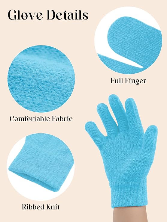 Cooraby 12 Pairs Kid's Winter Magic Gloves Children Stretchy Warm Magic Gloves Boys or Girls Knit Gloves for 6-12 Years