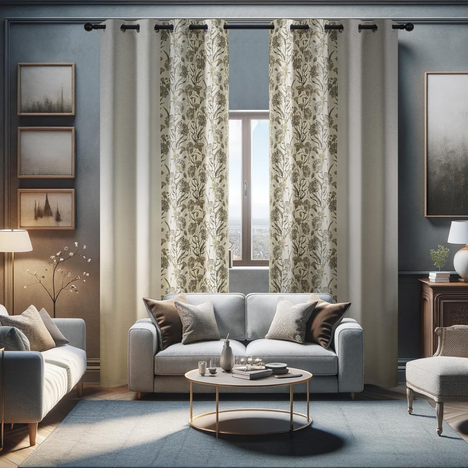 Bohoman Floral Curtains, 70s Farmhouse Country Drapes, Provide Privacy, Reduce Light, and Add A Vintage Cute Aesthetic. Thermal Insulated for Bedroom/Living Room (Beige, 2 Panels, W52 X L84)