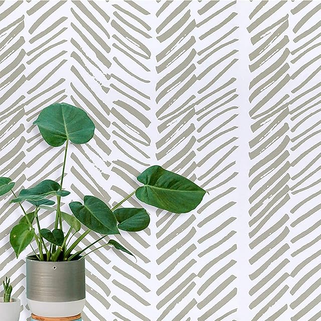 VANISA Self Adhesive Wallpaper 15.7"×197" Peel and Stick Wallpaper Brown White Stripes Contact Paper Removable Vinyl Wrap Sticky Back Plastic Bathroom Bedroom Cabinets