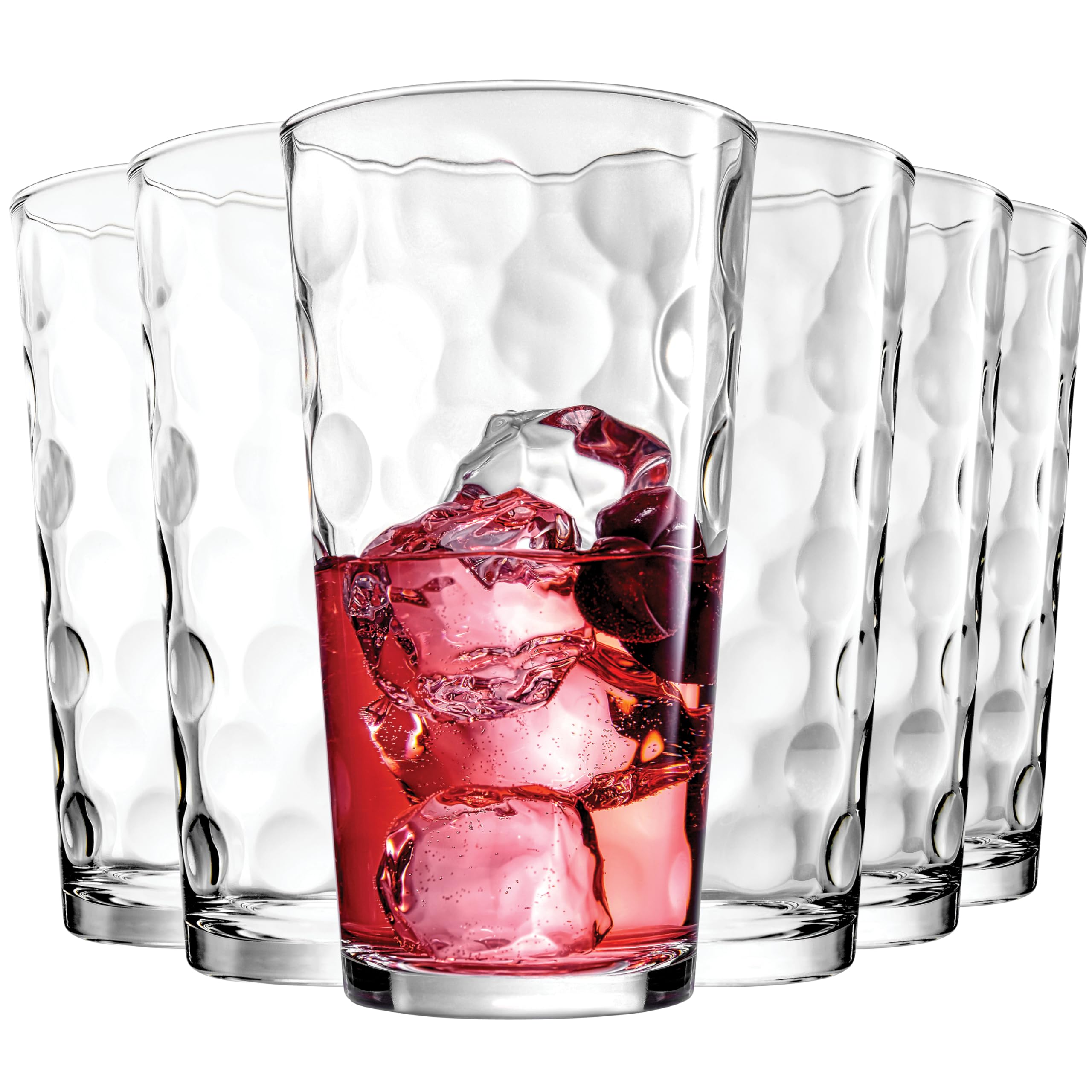 Home Essentials Highball Glasses Set of 6 Bubble Glassware Cooler Set 17 oz Kitchen Glasses Tall Collins Everyday