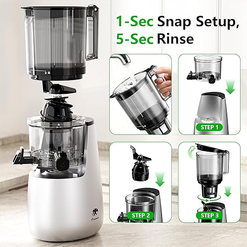 Miniatura 8 de Exprimidor de prensa en frío B11, máquina exprimidora de alimentación extra ancha de 6 pulgadas, potente motor sin escobillas de CA, sistema