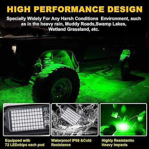 Vista 17 de Nicoko 4Pods blanco puro 72 LED SMD Chips 72 W de alta potencia Rock luces blancas superbrillantes para coche, barco, luces subterráneas IP68