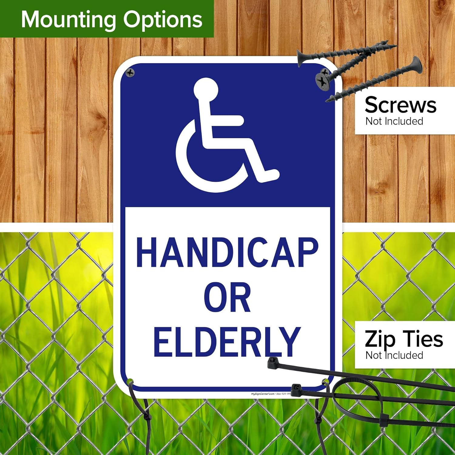 Handicap Or Elderly Sign, 12x18 Inches, 55 mil thick HDPS (high density polystyrene), Made in USA by My Sign Center