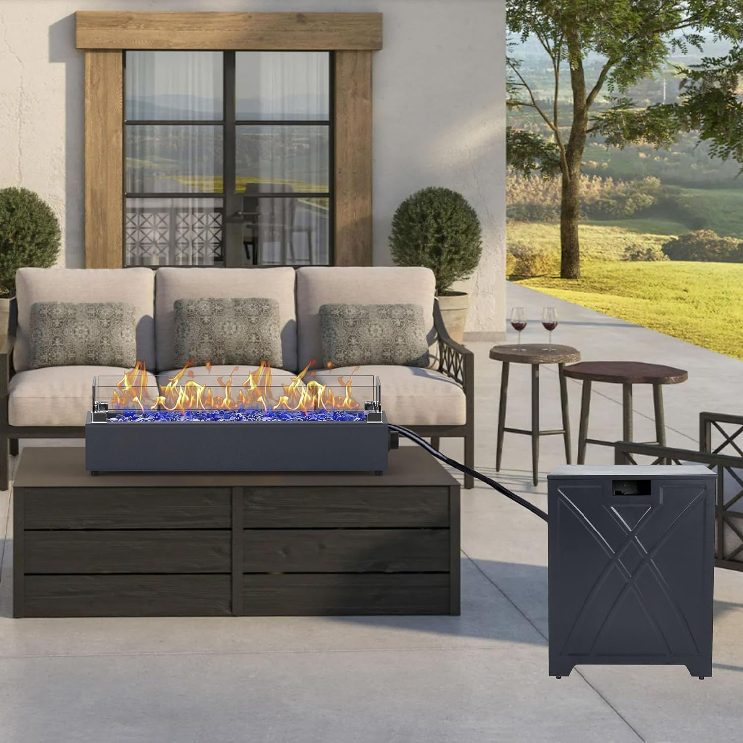 BAIDE HOME 28inch Table Top Gas Fire Pit with 20Lb Propane