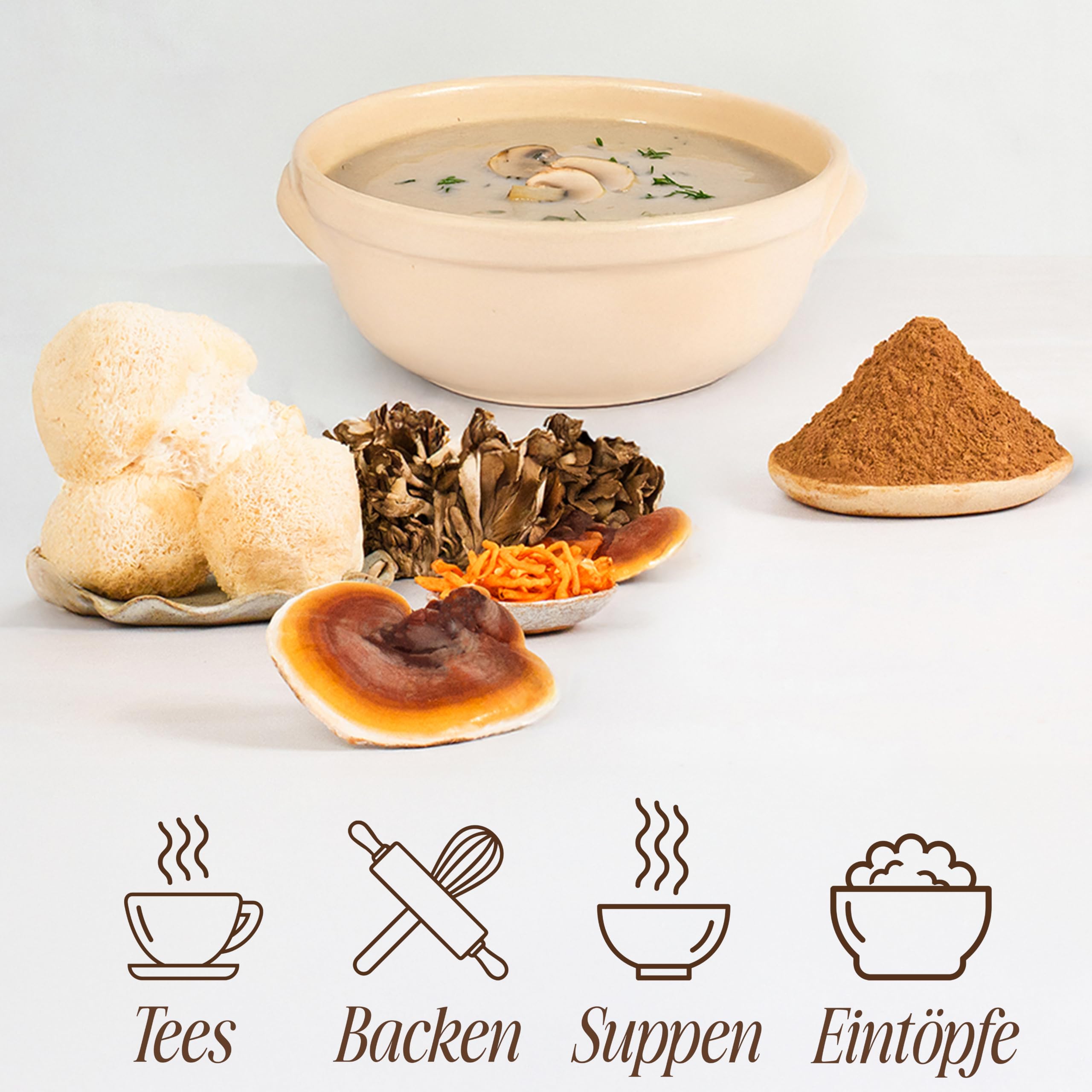 Sevenhills Wholefoods Bio 7 Pilz Pulver 500g, Löwenmähne, Reishi, Chaga, Cordyceps, Shiitake, Maitake, Tremella