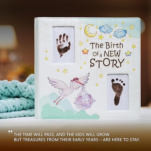 Miniatura 6 de Libro de recuerdos de recuerdo para bebé niña niño Libro de hitos para bebé atemporal encuadernado en cuero Libro de recuerdo de bebé registro de