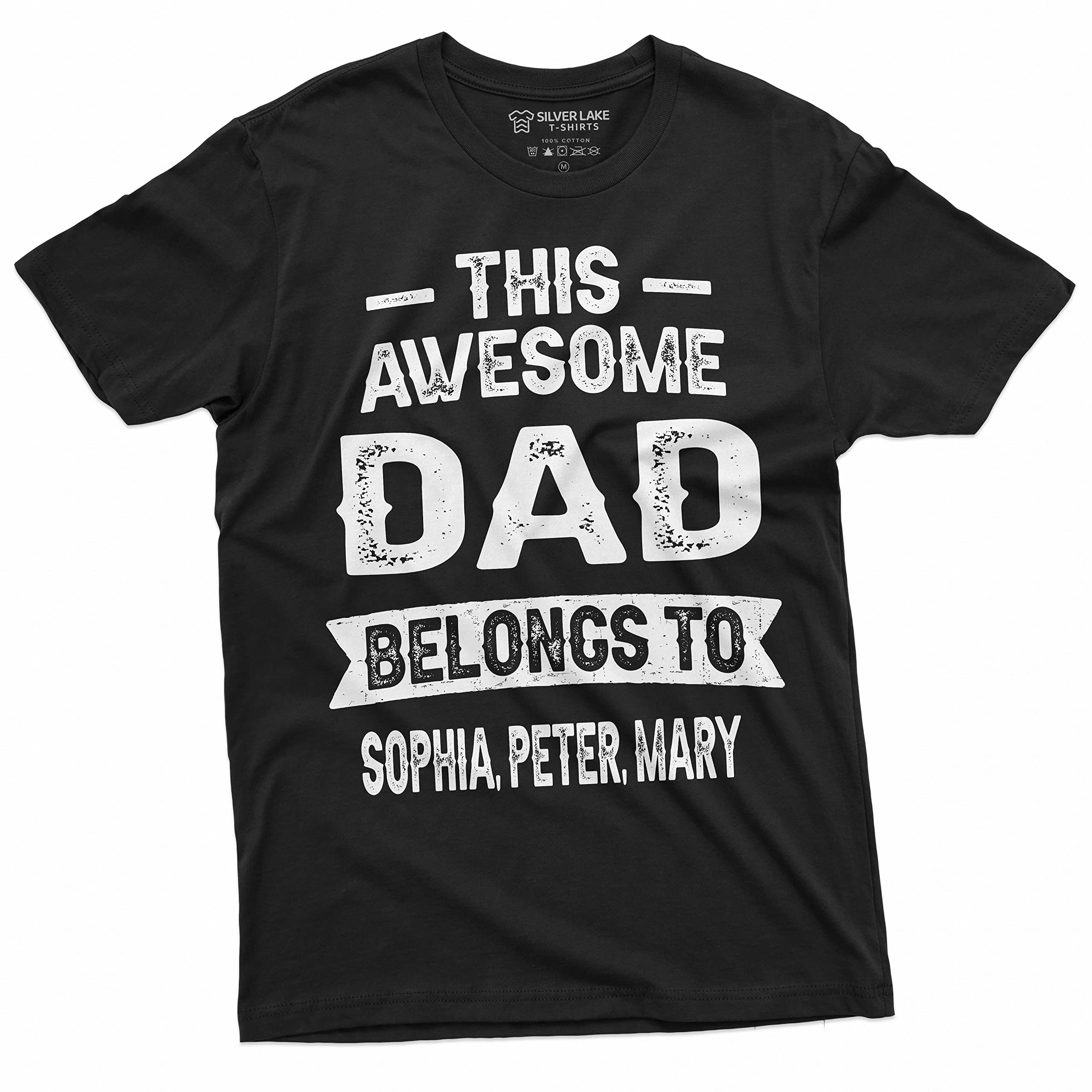 Men's Customizable Dad Belongs to Your Kids Names T-Shirt | Father's Day Custom Tee