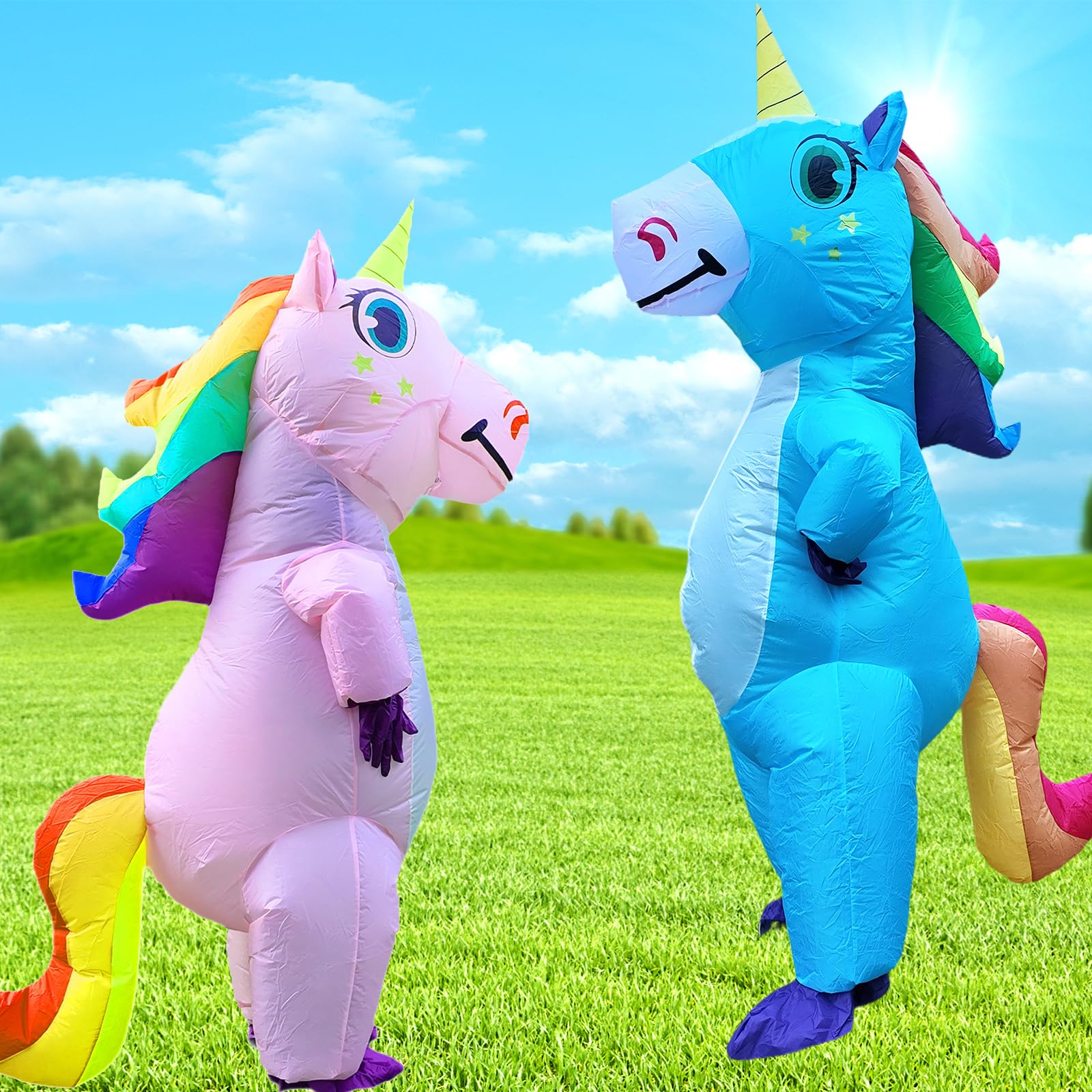 Aufblasbares Kostüm Ganzkörper Einhorn Luft Blow-up Deluxe Halloween Kostüm für Erwachsene Größe