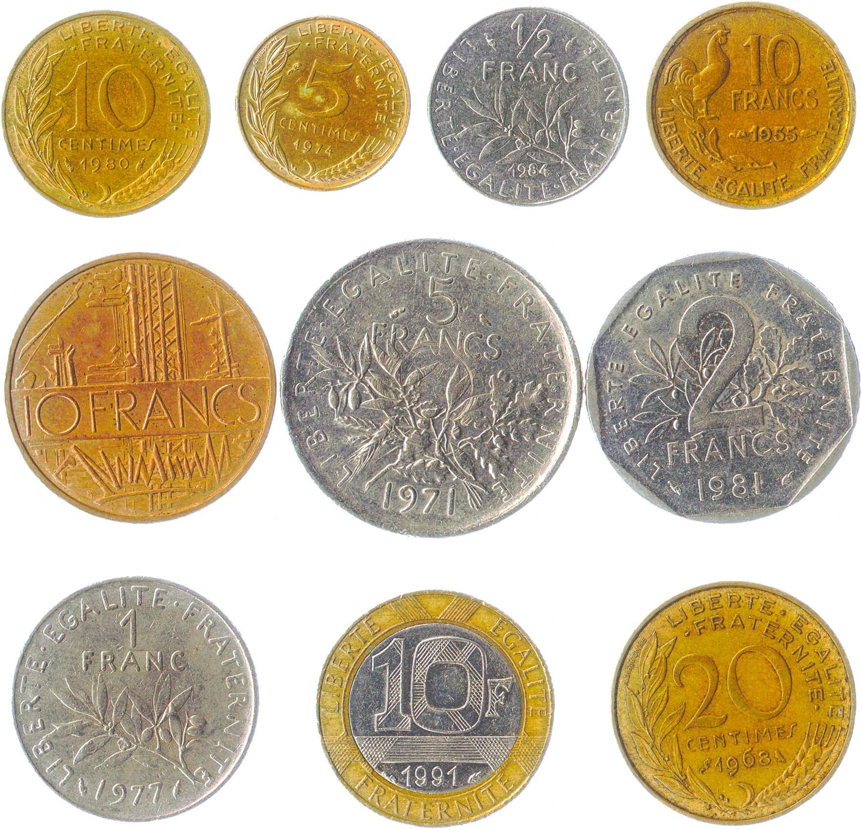 Hobby of Kings France 10 Mixed Coins | Old French Currency | Centimes | Francs | 1944-2002