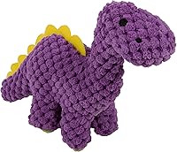 goDog Checkers Dinos Bruto Squeaky Plush Dog Toy with Chew Guard - Durable Purple Mini for Tough Chewers