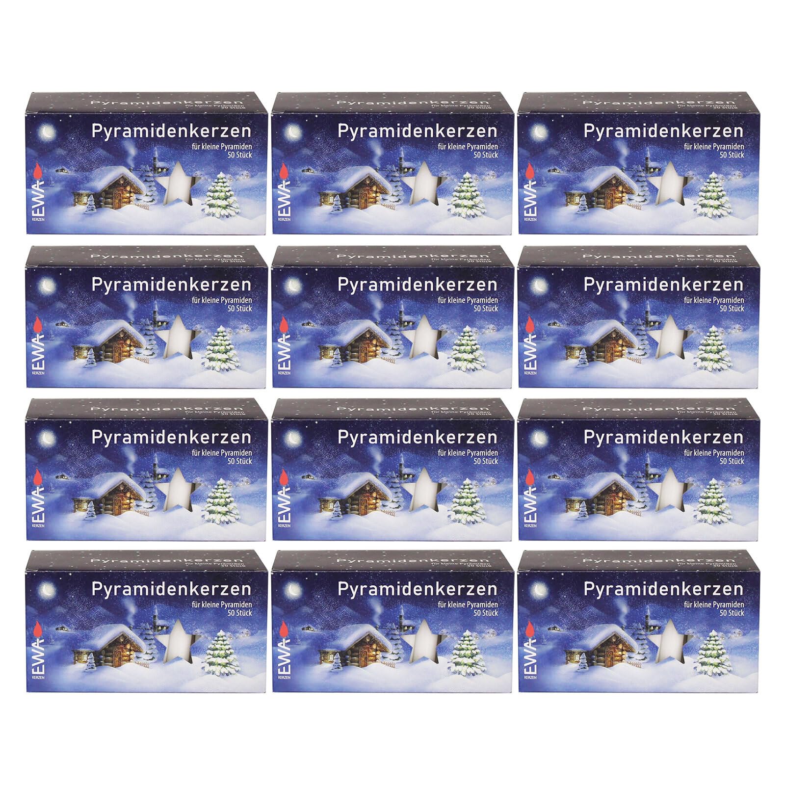 Ebersbacher Pyramidenkerzen klein, Weiß, 14 x 74 mm, 12er Pack