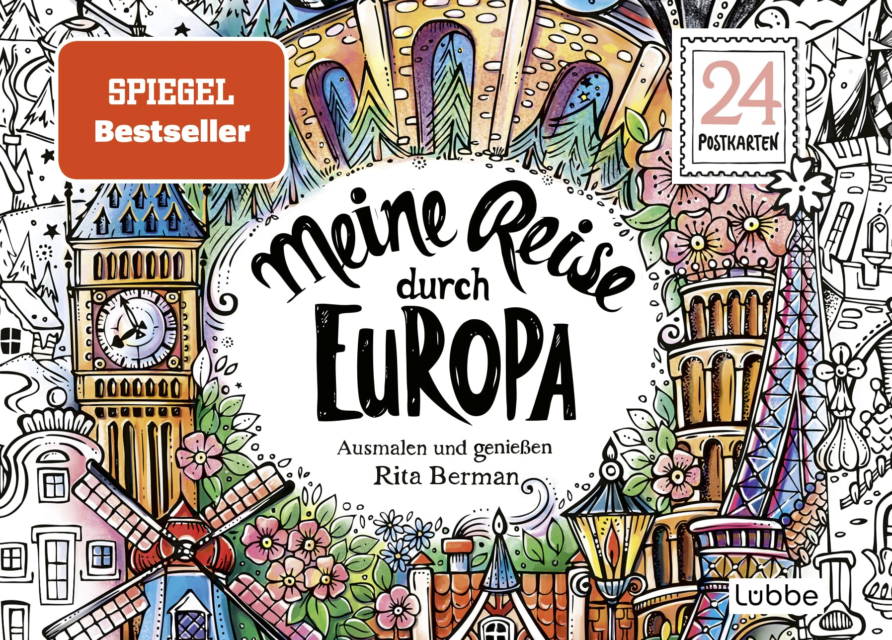 Meine Reise durch Europa: Ausmalen und genießen. 24 Postkarten