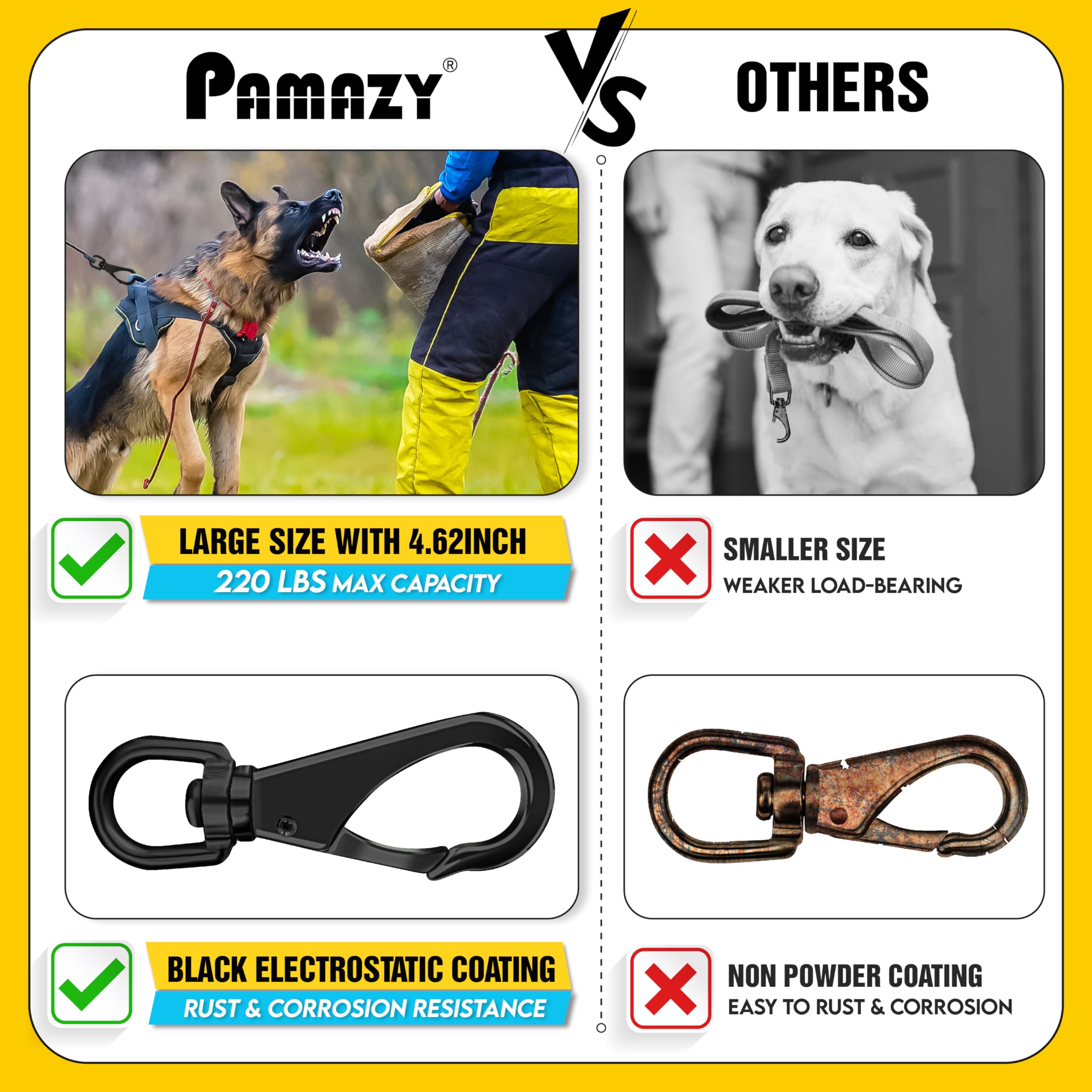 [Extra resistente] 2 broches giratorios de acero inoxidable de 4.6 pulgadas, capacidad de 220 libras, clips giratorios multiusos, ideales para marinos, deportes, equipajes, mascotas, columpios,
