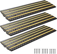 Vista 10 de Rampa de entrada de goma para coche VEVOR, 1 paquete de 4 pies de largo, rampas de pendiente de perfil bajo resistentes, 2.6'' de elevación