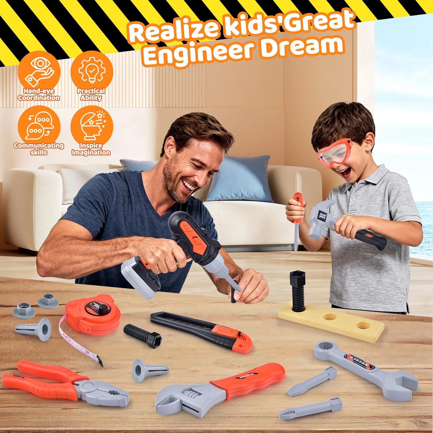 Toddler Tools Kit Kids Tool Set Toddlers Tool Kit Kid Toddler Tools Belt 3 4 5 Year Old Construction Tools Toys for Boys Birthday Gifts Age 3 4 5 6 7