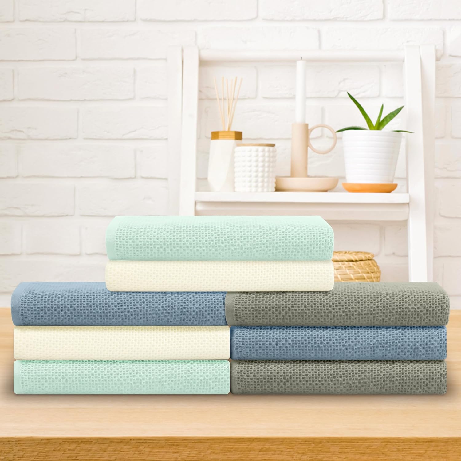 uxcell Waffle Cotton Bath Towels, 2 Pack Bath Sheets, Solid Soft Towels for Bathroom, Gym, SPA, Yoga 28" x 56" Grey