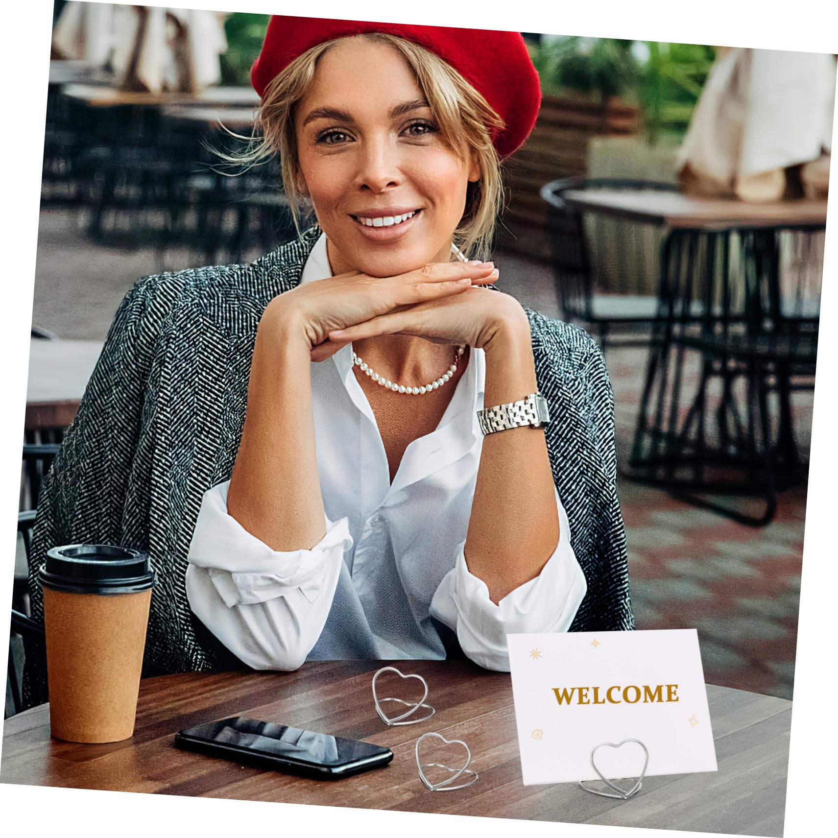 48 Stück Teiliges Herzförmige Tischkartenhalter aus Robustem Carbonstahl Doppeltes Design für Stabile Fotohalter und Tischnummernständer Eleganter Memohalter für Hochzeit Party