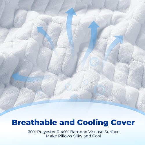 Miniatura 2 de DAICO Paquete de 2 almohadas de espuma viscoelástica trituradas, almohadas refrescantes tamaño King de 20 x 36 pulgadas, almohadas firmes para