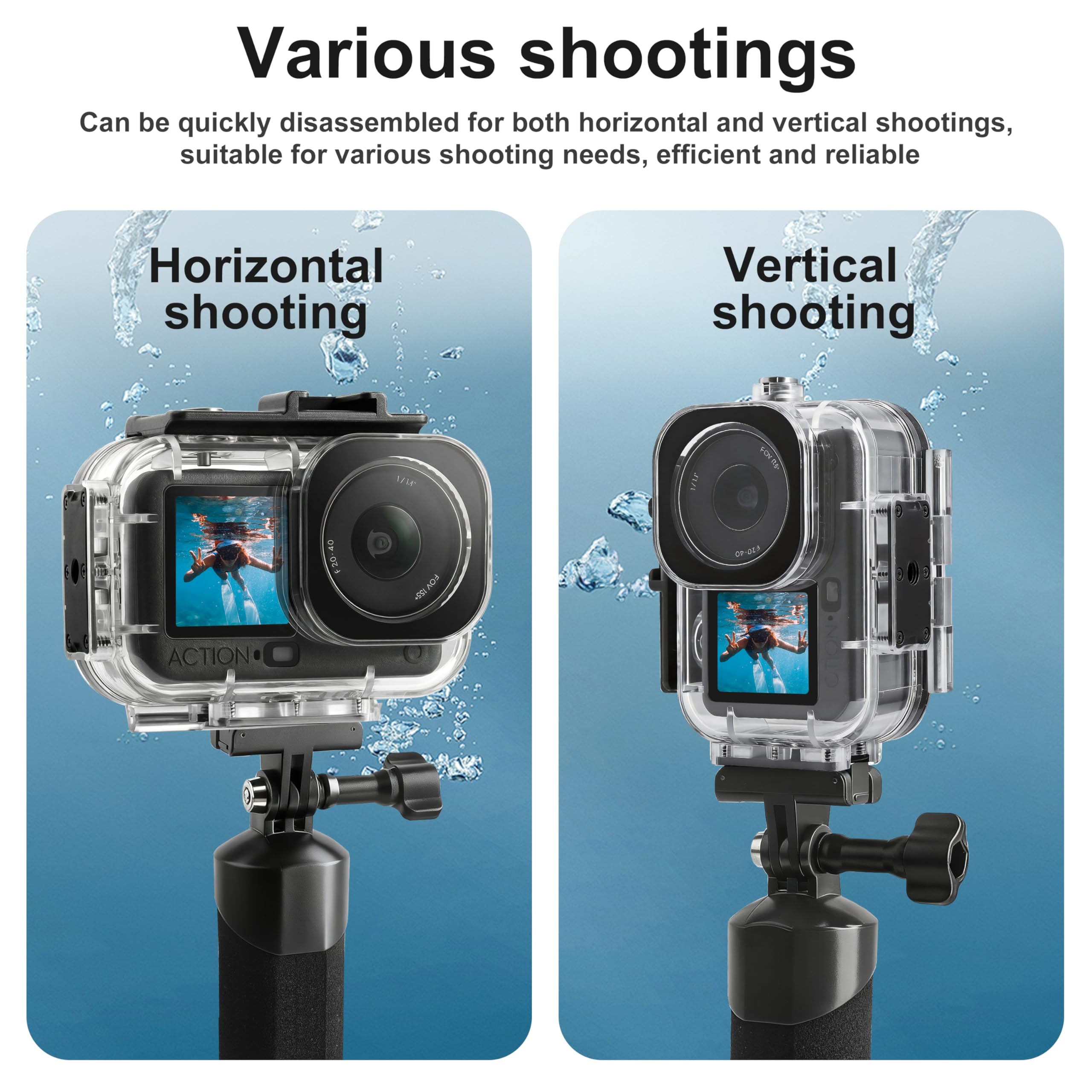 FitStill Kit de protección de fotografía submarina para DJI Osmo Action 6, carcasa protectora impermeable de hasta 60 m + filtro de tres colores + mango de flotabilidad + base magnética de liberación