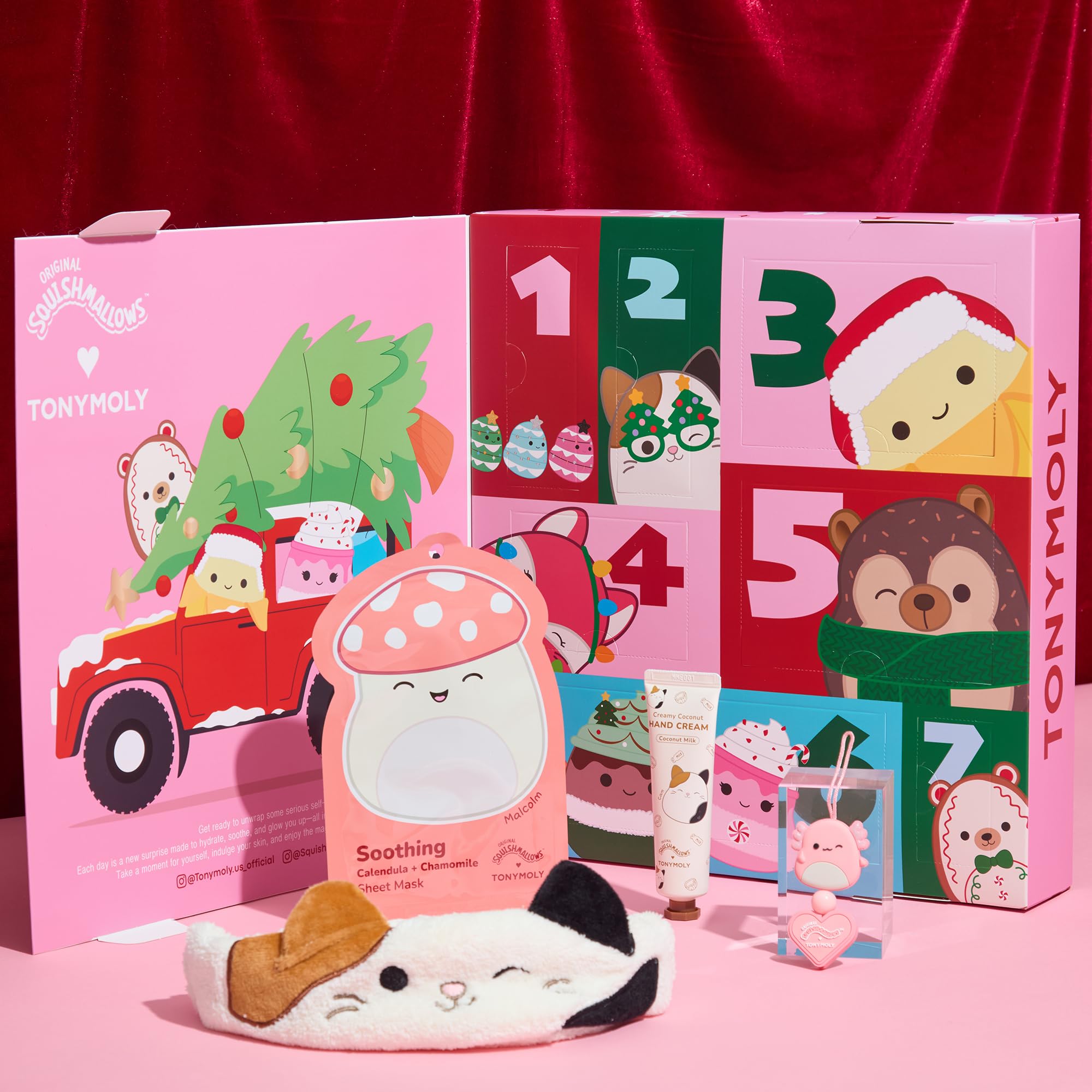 TONYMOLY x Squishmallows Advent Calendar 2025 – 7-Day Skincare Advent Calendar with Hand Cream, Lip Gloss, Sheet Masks & Cute advent calendar for girls