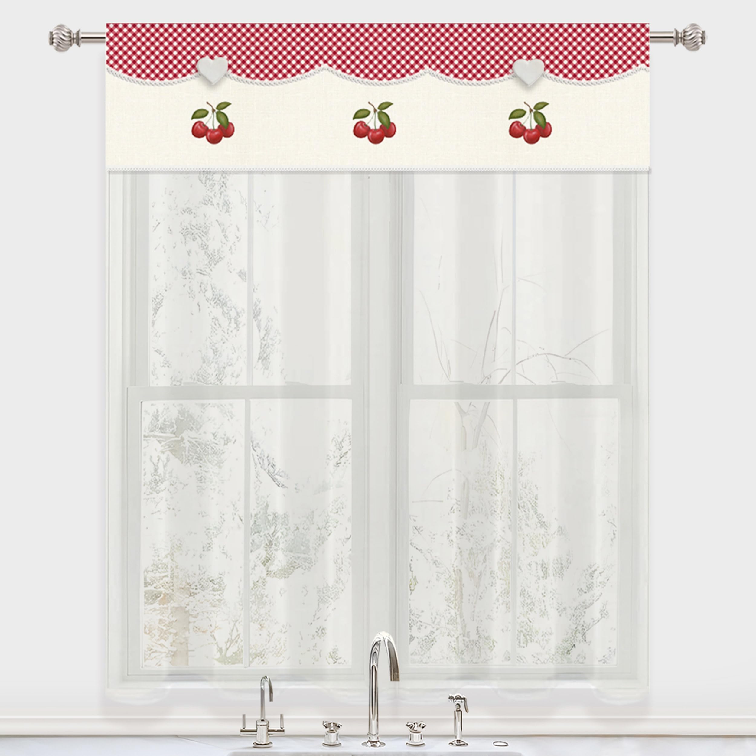 DALINA Textil - Cortina para Cocina Translucida 100x150cm - Visillo para Ventana un Panel - Cortina Media Altura 100% Poliéster de Gasa Fina, Decoración de Cocina