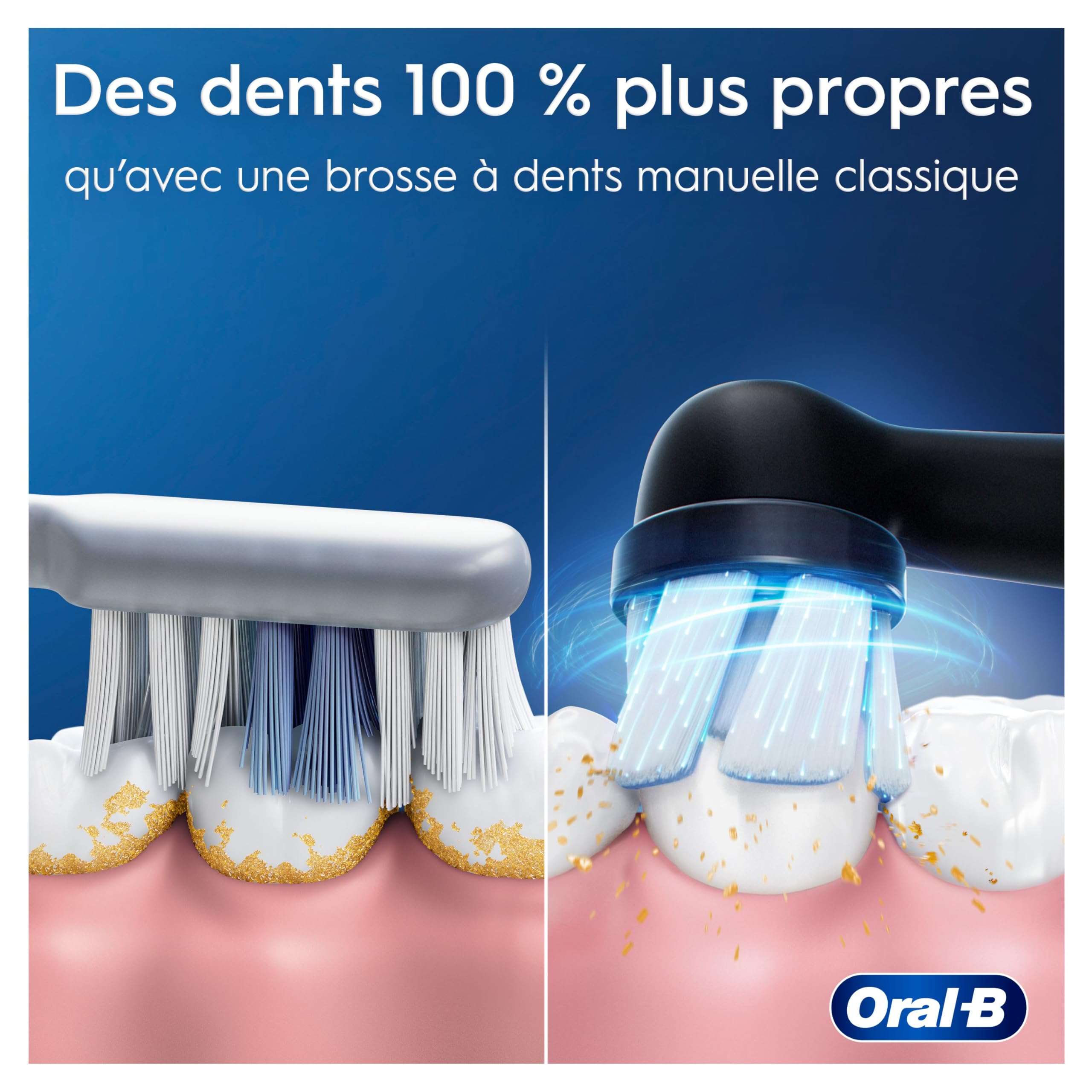 Oral-B iO 2 Brosse A Dents Electrique Noire Pour Adultes, 3 Modes De Nettoyage, Doux Pour Gencives, Brossage Souple, Accessoires, Brossette Oral B De Rechange, Porte-Brossettes, Etui De Voyage
