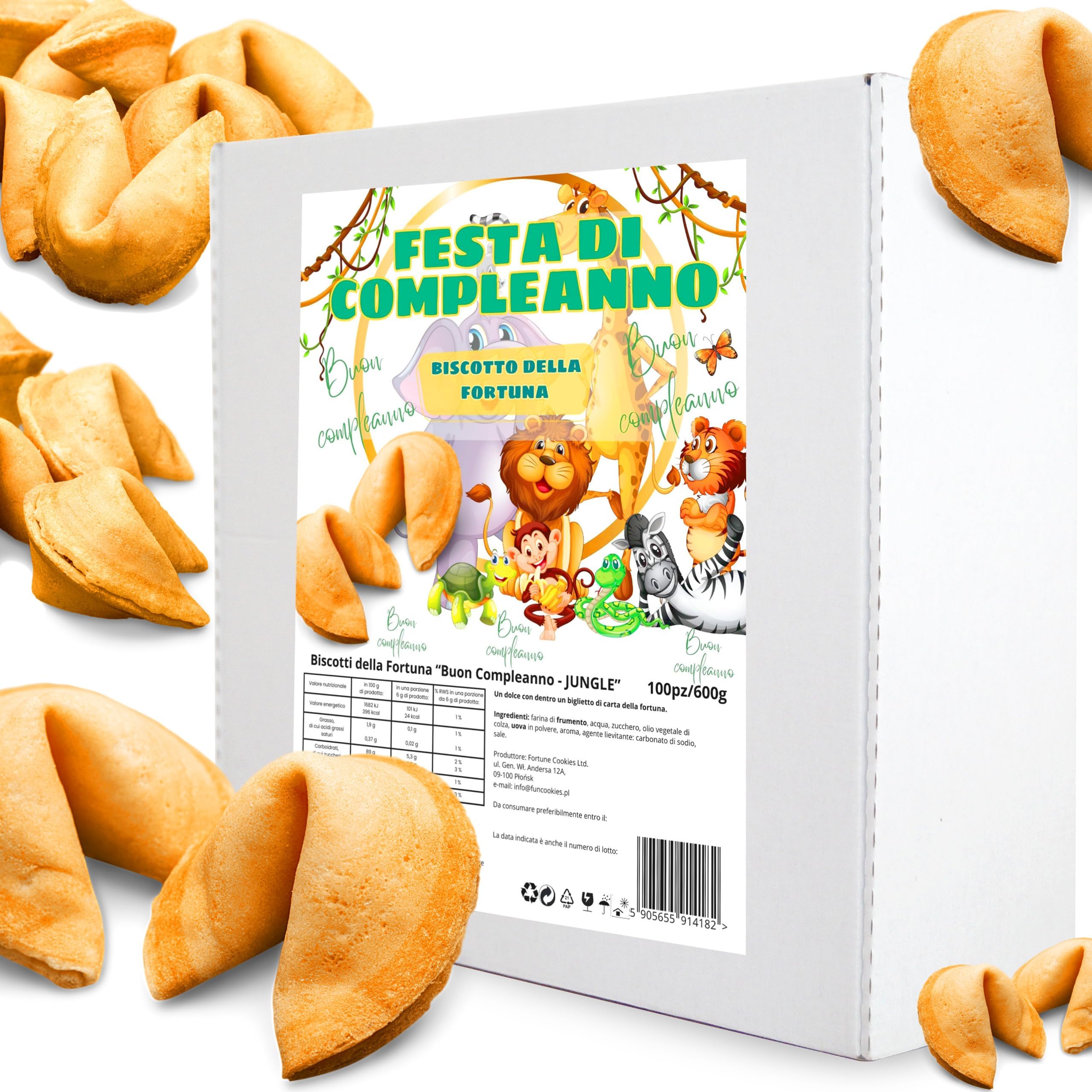 D&D Fun Cookies Biscotti della Fortuna 100 pezzi | Compleanno del bambino | Biscotti bambini | Biscotti della fortuna cinesi | Biscotti confezionati singolarmente | Biscotti regalo | Fortune Cookies