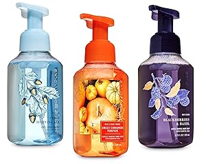 Bath & Body Works Crisp Morning Air + Sweet Cinnamon Pumpkin + Blackberries and Basil, Gentle Foaming Hand Soaps (3 Pack)