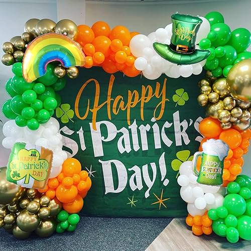 Miniatura 3 de 12 globos del día de San Patricio, trébol verde de la suerte, arco iris, sombrero superior, globos de papel de aluminio de cerveza para fiesta de
