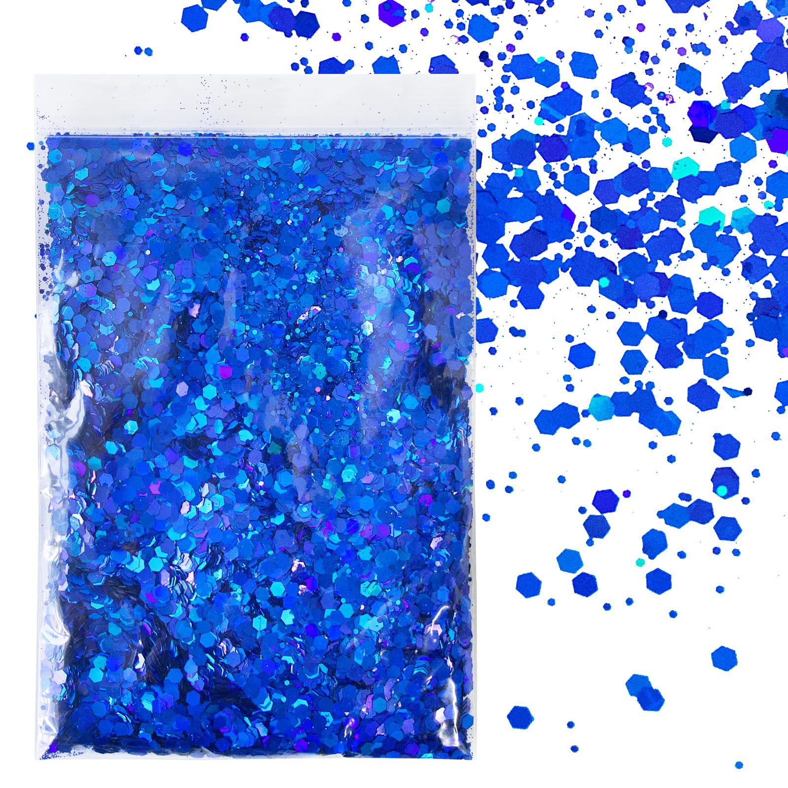 BETESSIN 50g Pupurina Azul Oscura, Purpurina DIY, Glitter para Manualidad, Brillantina para Navidad Cuerpo Cara Uñas Pinturas Decoración