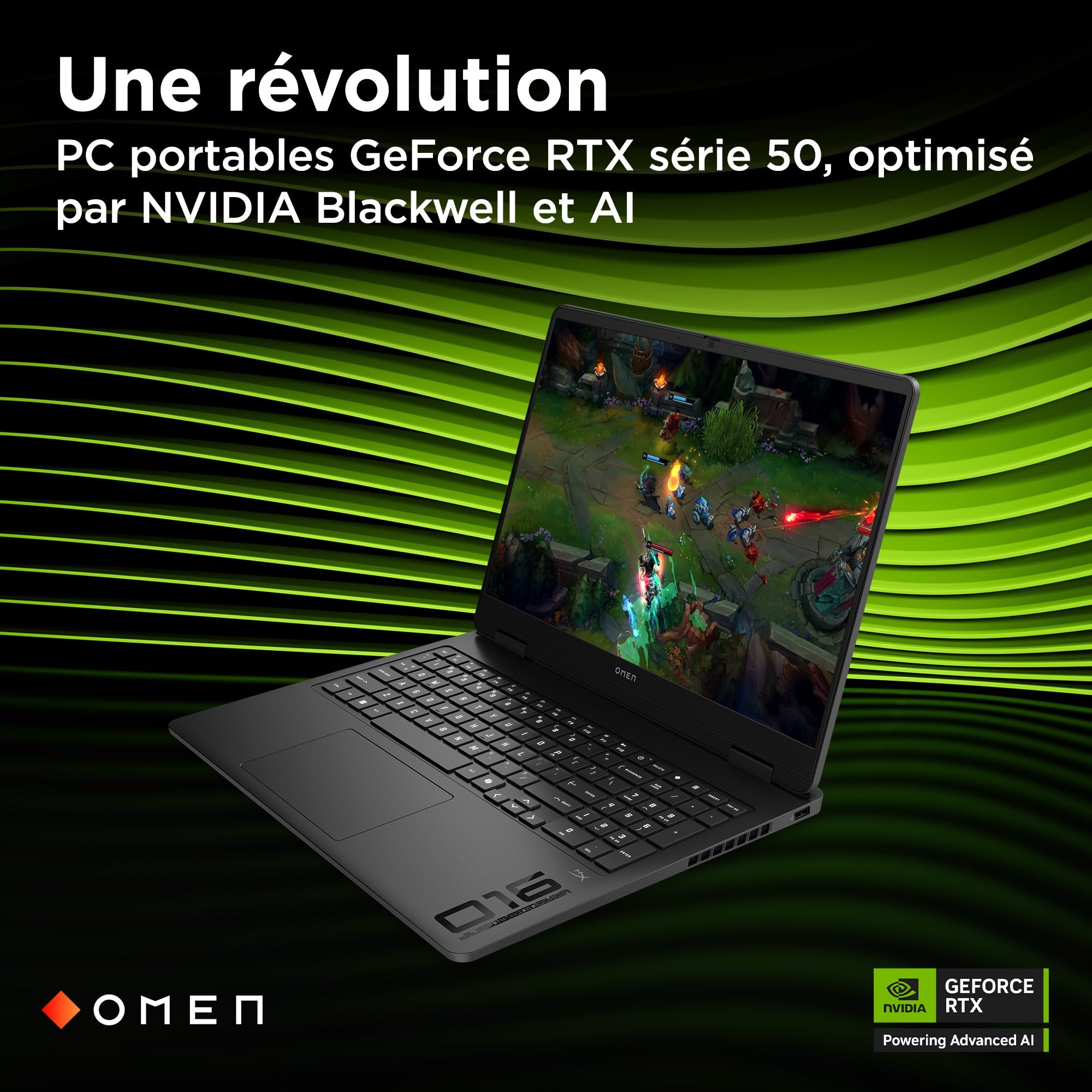 HP HyperX Omen 16-am1700sf Ordinateur Portable Gaming 16" 2.5K IPS, PC Portable Gamer (Intel Core i7-14650HX, RAM 24 Go, SSD 1024 Go, RTX 5070 Ti 12GB VRAM, Windows 11), Laptop Noir, AZERTY