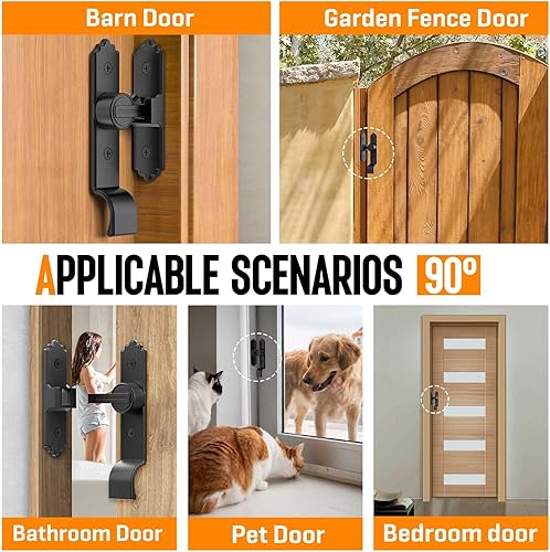 Miniatura 7 de Pestillo de puerta de granero de 90180 grados, cerradura de puerta corrediza de hardware resistente, cerradura de pestillo deslizante con asa para