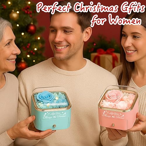 Miniatura 3 de Rosa preservada con collar, rosas reales de aniversario para mujeres, letrero de amor para siempre, regalos de flores eternas para ella, ideas