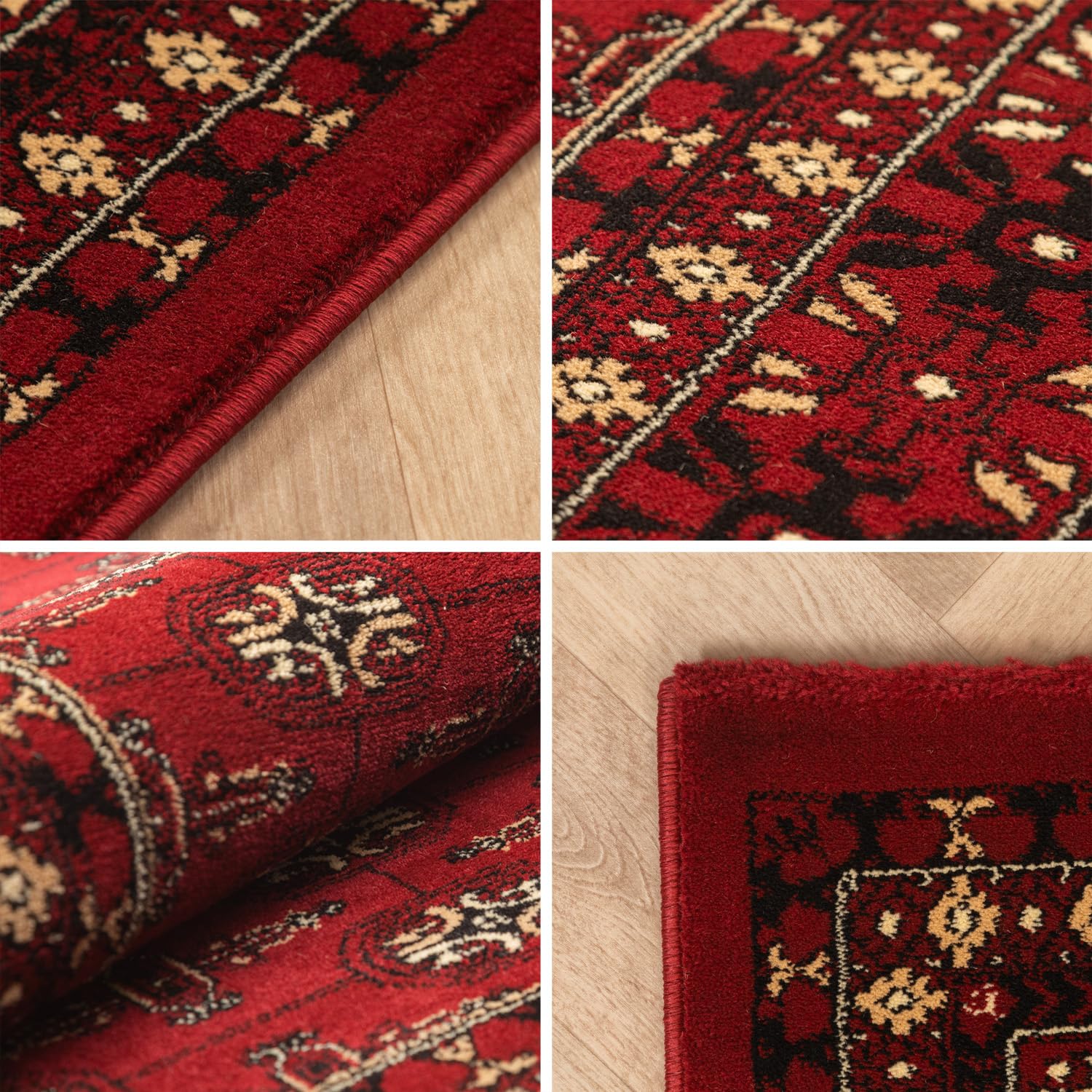 SIMPEX Orient Teppich 160x230 cm Rot, Pflegeleichter Bodenteppich mit Orientmuster, Stilvolle Wahl für Gästezimmer oder Salon