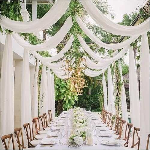 Cortinas de techo blancas 8 paneles de 5 x 10 pies de largo de gasa para decoración de interiores ceremonias fiestas escenarios