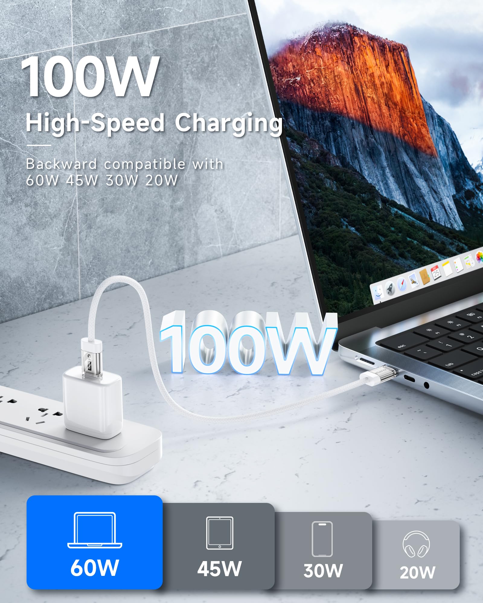 ZKAPOR Cavo USB C USB C Corto 30CM, 100W Cavo USB Type-C PD 5A Ricarica Rapida Nylon Cavo Type C to Type C per iPhone 15/15 Pro Max, Samsung Galaxy S24/S23/S22, Pad Pro/Air, P40 /Mate 60, Pixel 8