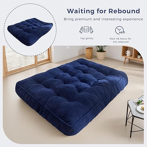 Miniatura 16 de MAXYOYO Colchón futón de 8 pulgadas, tamaño Queen, sofá cama ultra grueso, sofá cama copetudo, colchón de piso para adultos, relleno de espuma