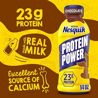 Nesquik Protein Power Chocolate Milk Drink, 14 Fl Oz, 12 Pack | Ready to drink protein chocolate milk; aseptic; 12 x 14 fl oz