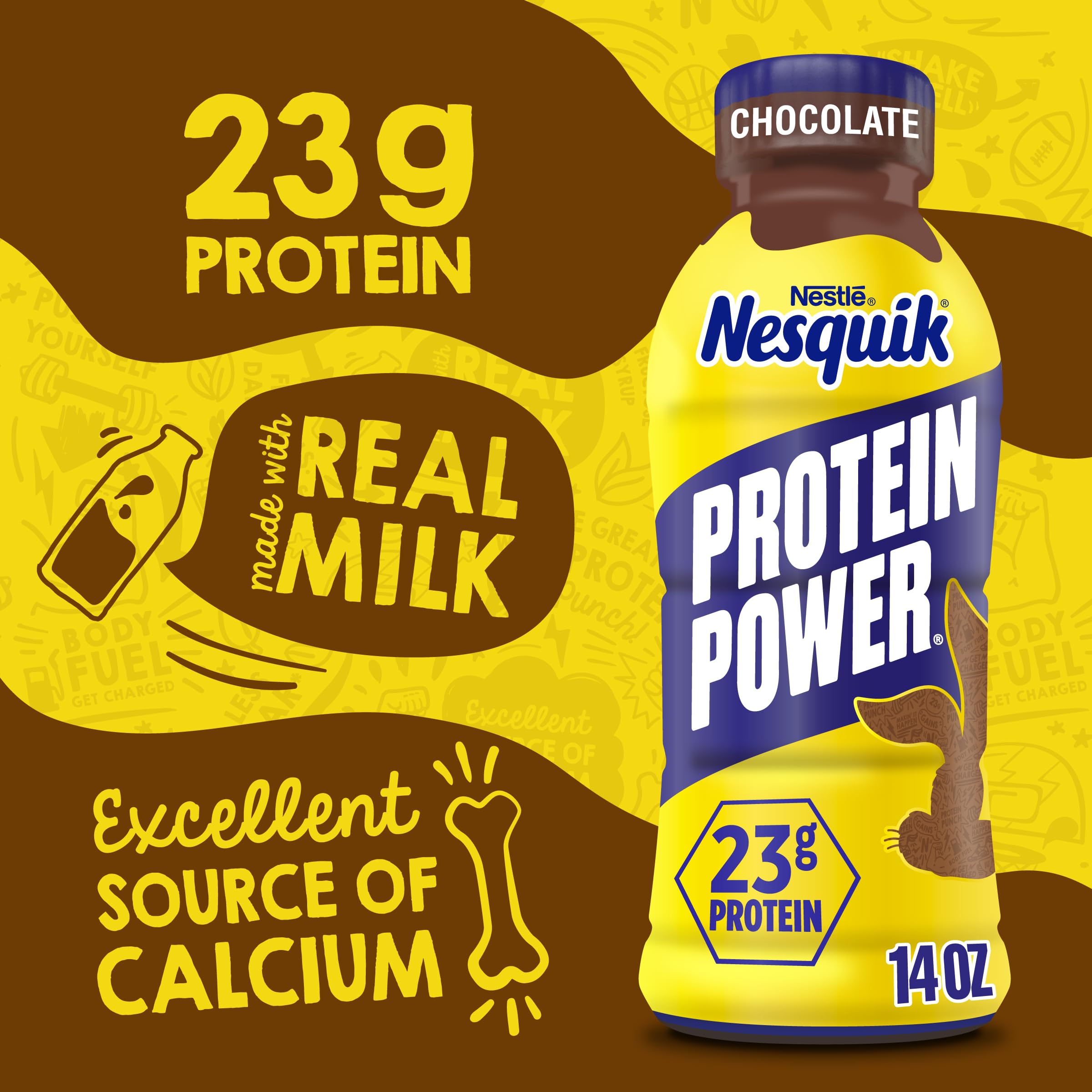 NESTLE NESQUIK PROTEIN POWER Ready To Drink Aseptic Chocolate Milk 12x14floz Bottles