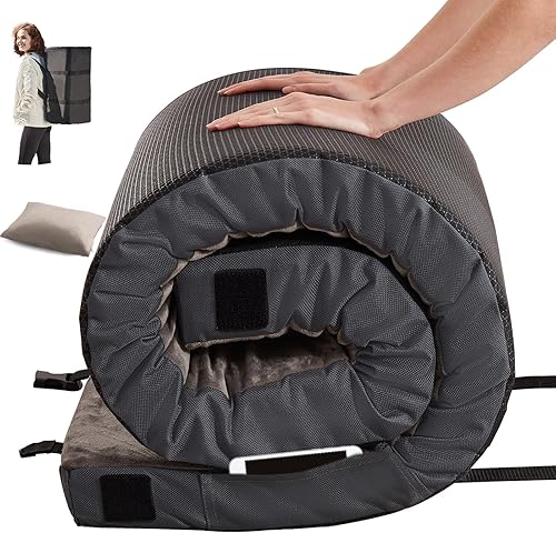 Bedfolks Colchón de espuma viscoelástica de 3 pulgadas de grosor, portátil, enrollable para cuna, automóvil, tienda, suelo y cama de invitados,